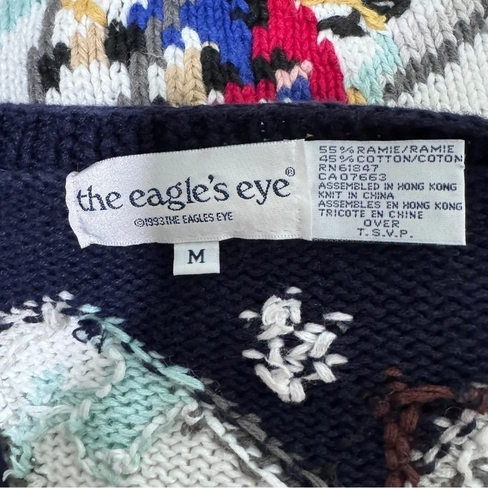 The Eagles Eye 1993 Vintage Ski Winter Holiday Christmas Sweater Cardigan Knit